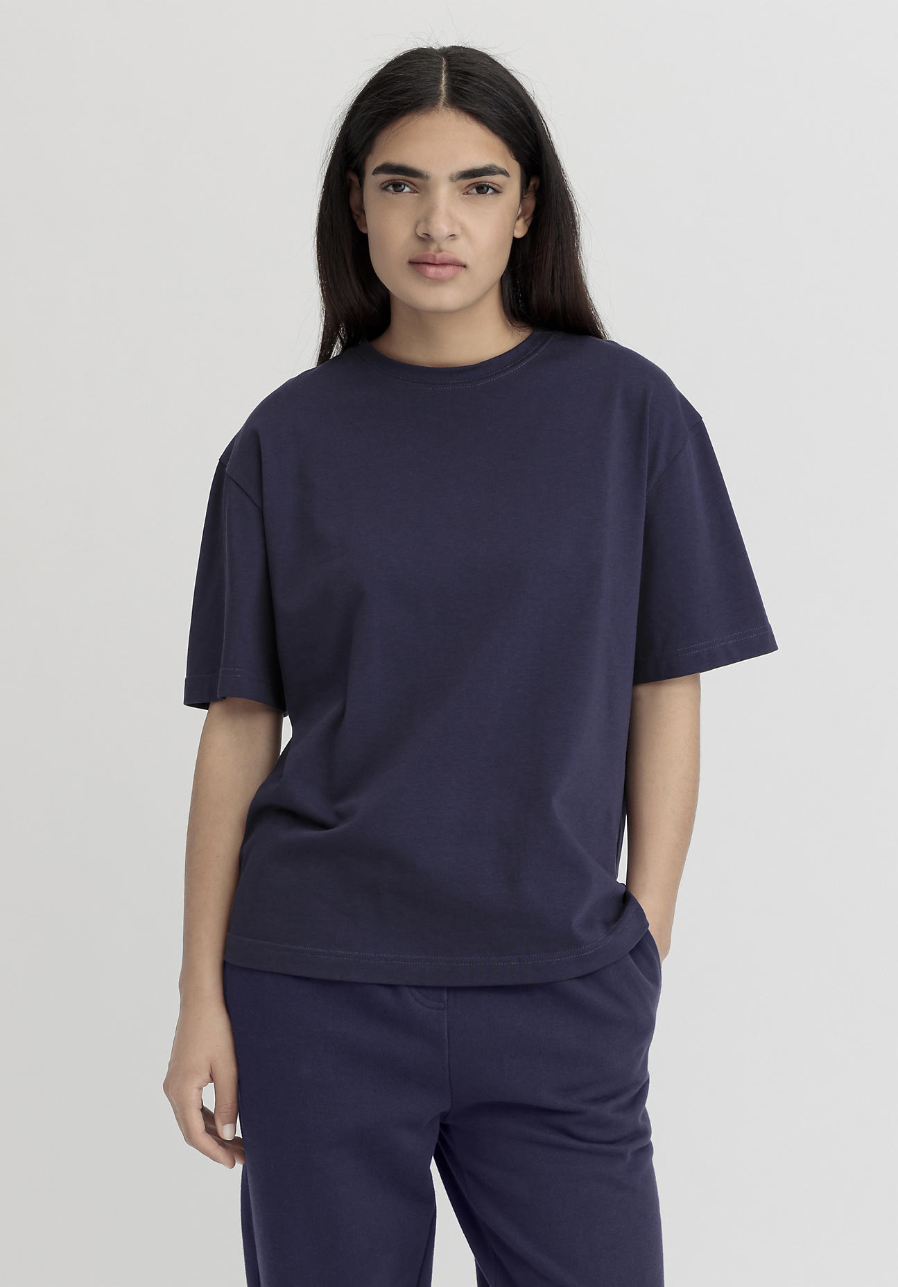 hessnatur Damen Heavy Shirt Oversize aus Bio-Baumwolle - blau Grösse40 von hessnatur