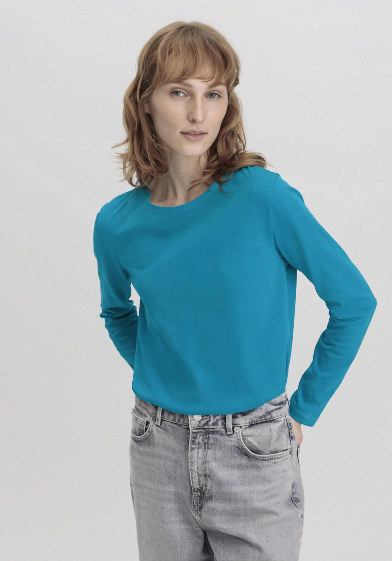 hessnatur Damen Heavy Shirt Relaxed aus Bio-Baumwolle - blau Grösse34 von hessnatur