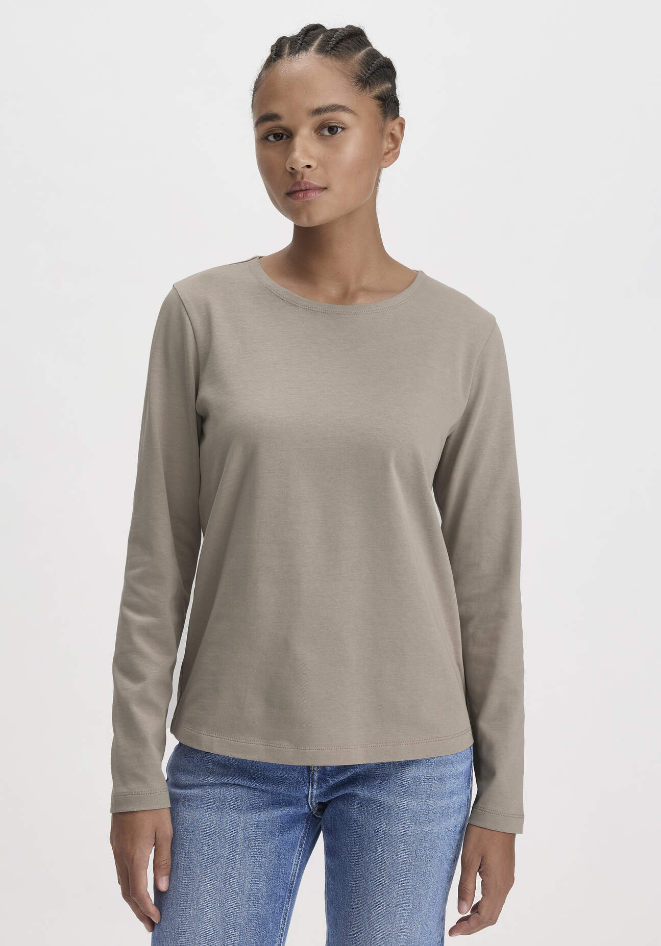 hessnatur Damen Heavy Shirt Relaxed aus Bio-Baumwolle - taupe Grösse36 von hessnatur