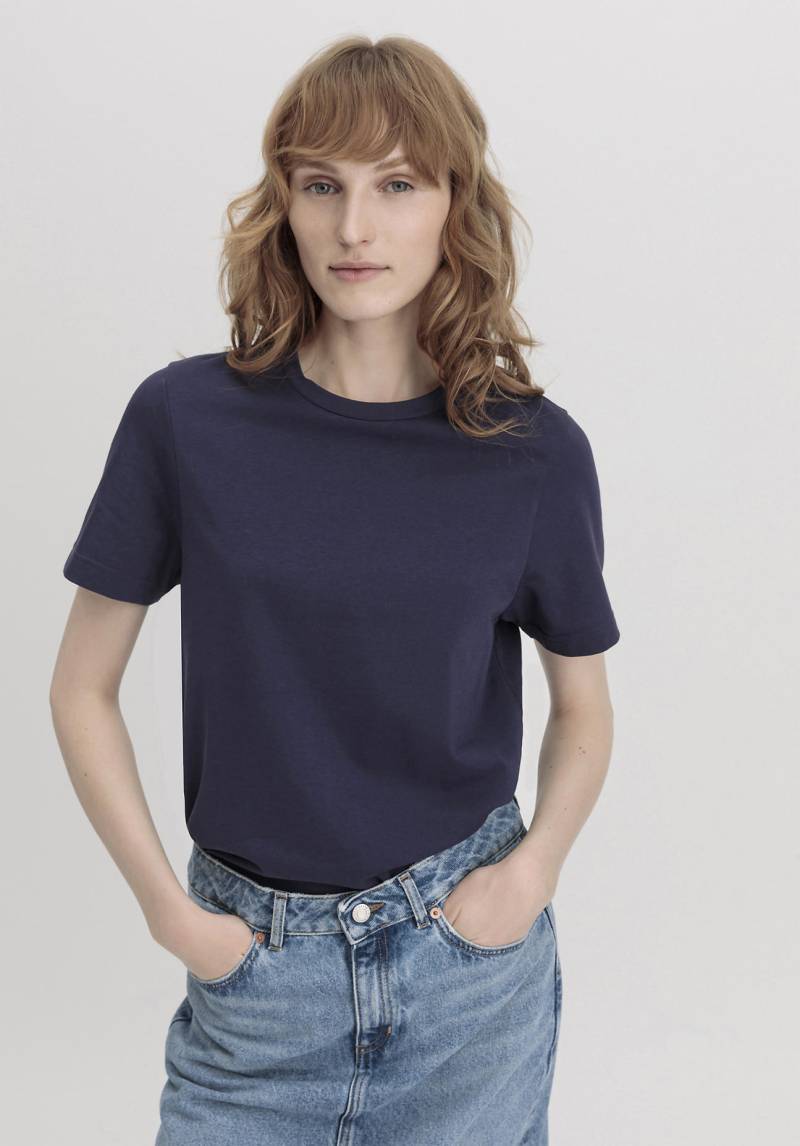 hessnatur Damen Heavy T-Shirt Relaxed aus Bio-Baumwolle - blau Grösse34 von hessnatur