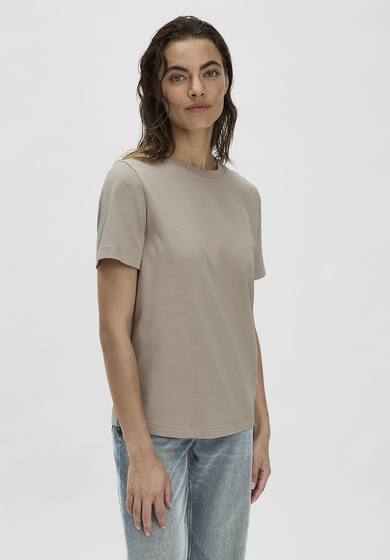 hessnatur Damen Heavy T-Shirt Relaxed aus Bio-Baumwolle - beige Grösse34 von hessnatur