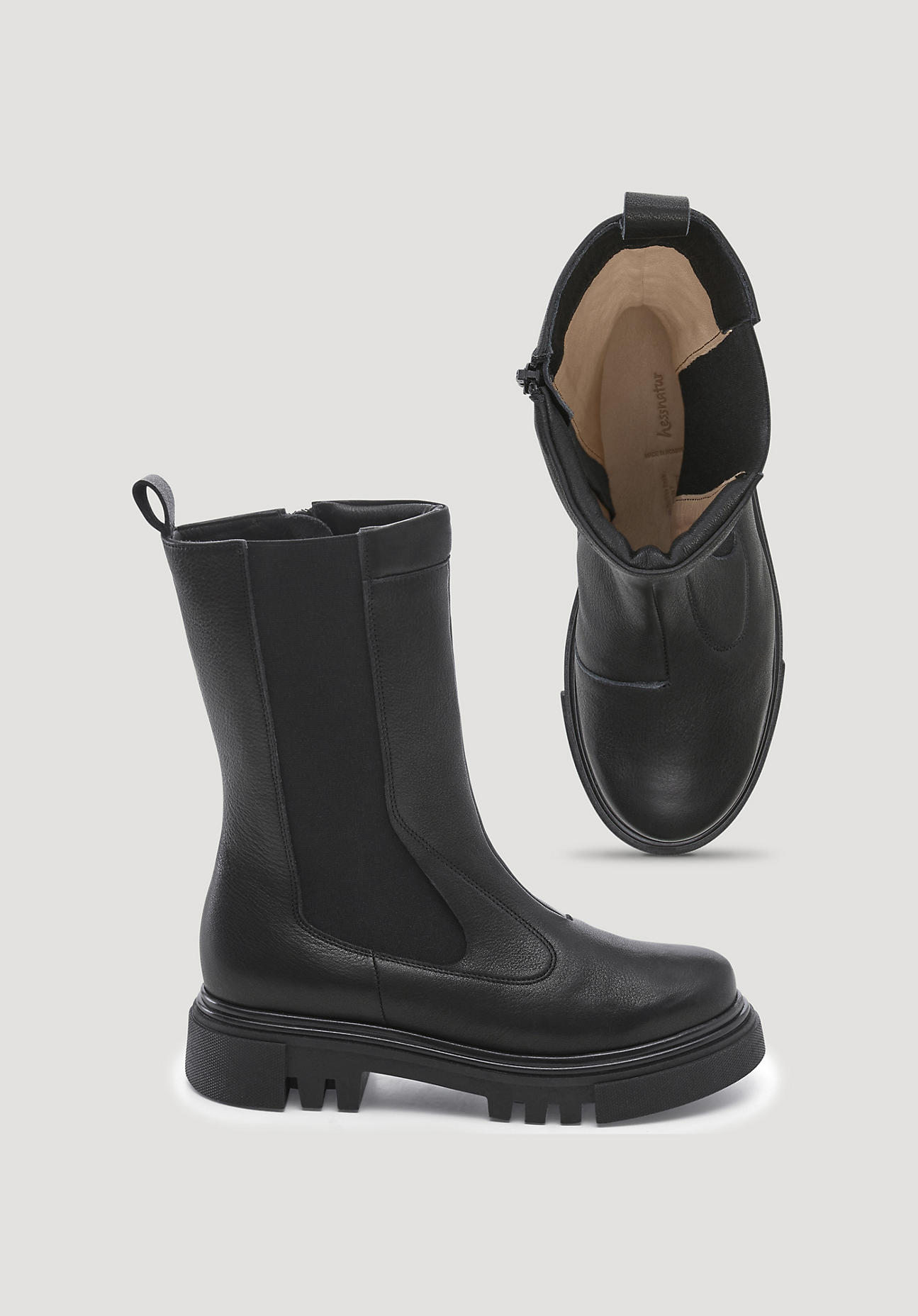 hessnatur Damen Hohe Chelsea Boots - schwarz Grösse37 von hessnatur