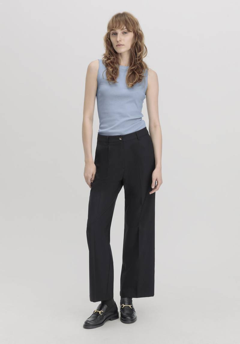 hessnatur Damen Hose Wide Leg Regular aus Bio-Merinowolle - schwarz Grösse36 von hessnatur