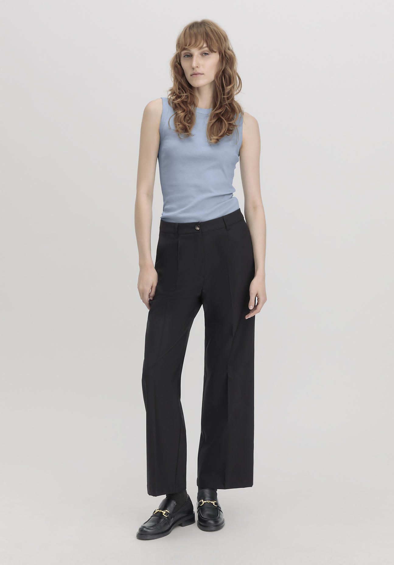 hessnatur Damen Hose Wide Leg Regular aus Bio-Merinowolle - schwarz Grösse40 von hessnatur