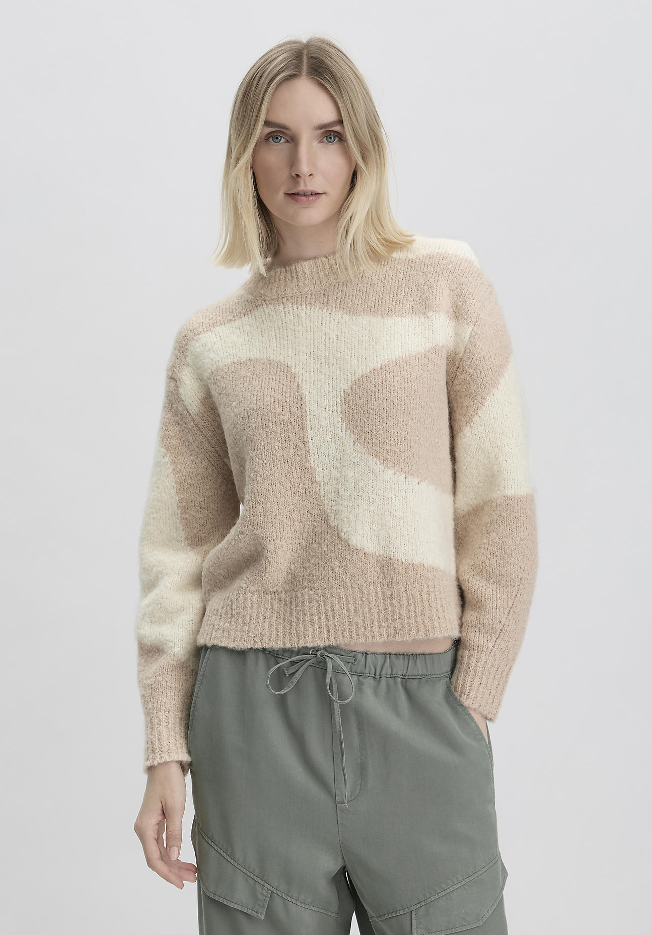 hessnatur Damen Intarsia Strick Pullover Oversized aus Alpaka mit Bio-Baumwolle - rosa GrösseM von hessnatur