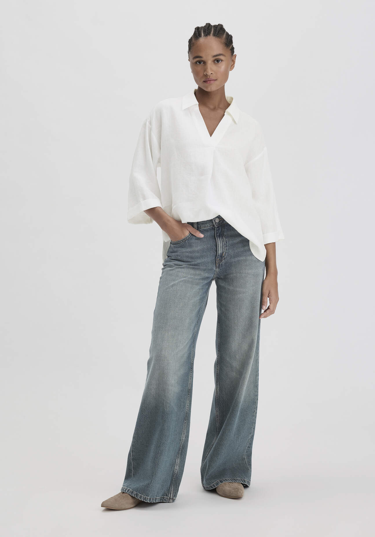 hessnatur Damen Jeans ALVA High Rise Wide Leg aus Bio-Denim - blau Grösse27/32 von hessnatur