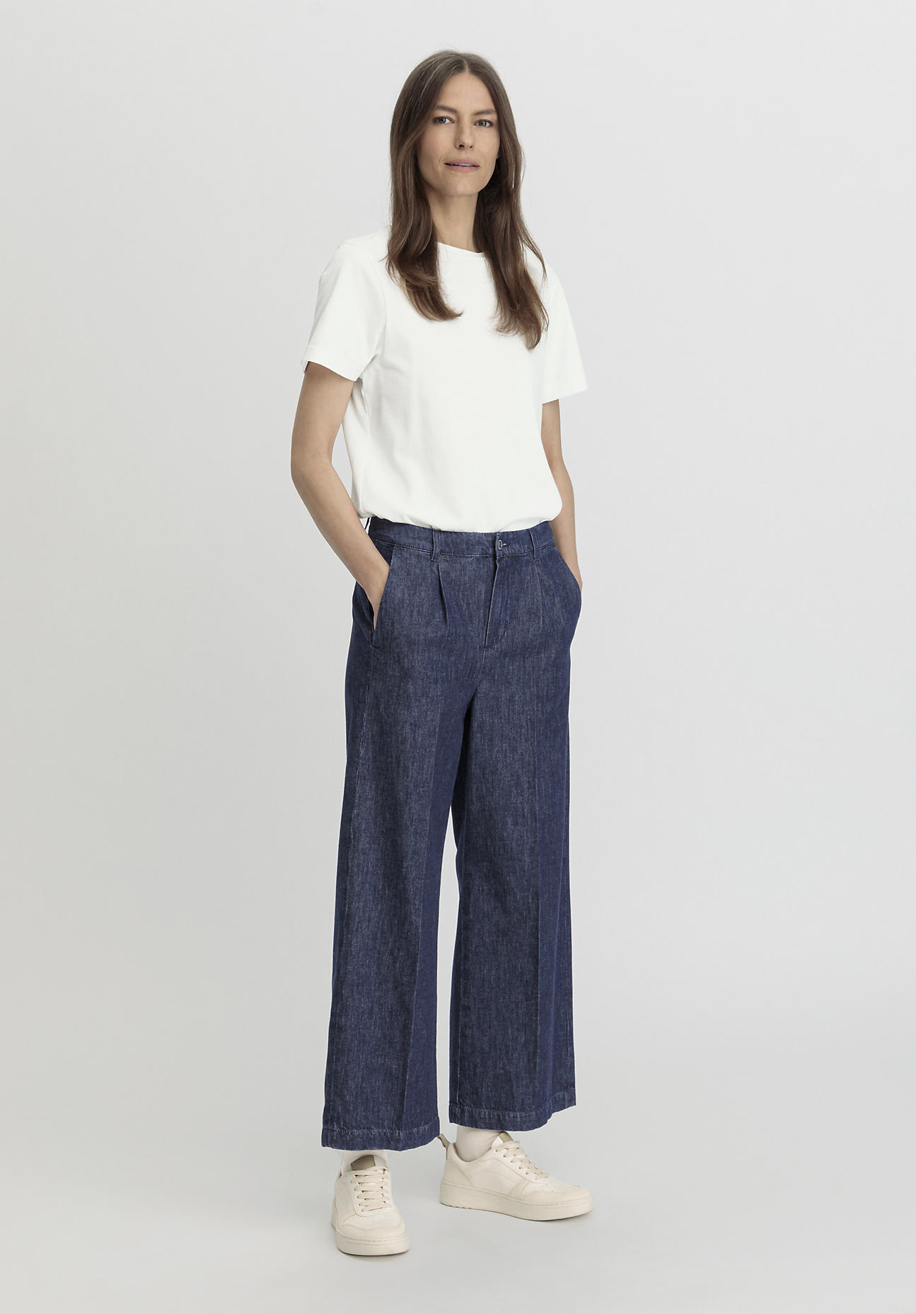 hessnatur Damen Jeans Culotte Regular aus Bio-Denim mit Kapok - blau Grösse36 von hessnatur