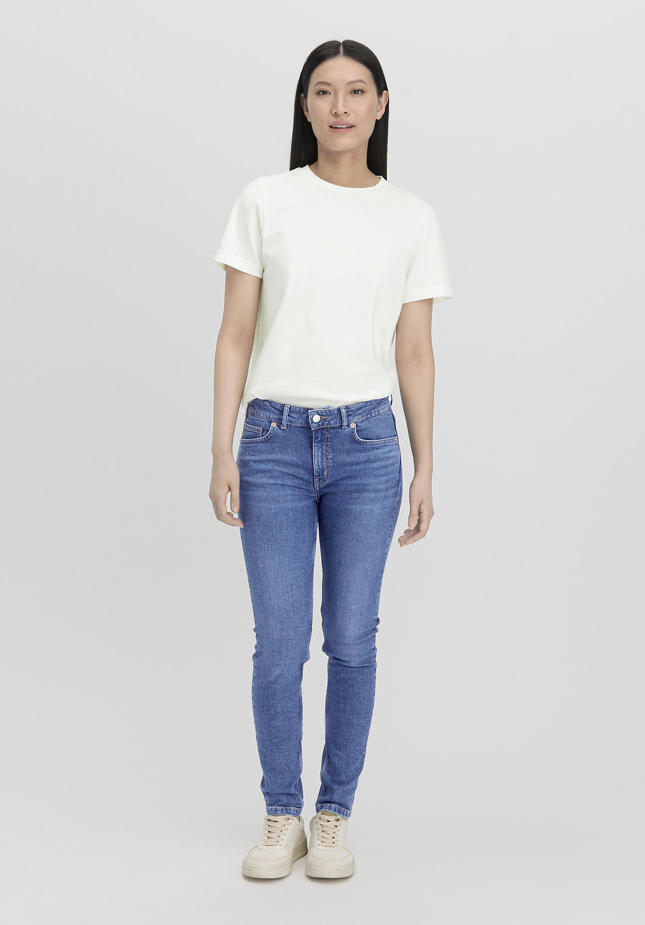 hessnatur Damen Jeans LINA Mid Rise Skinny aus Bio-Denim - blau Grösse25/30 von hessnatur