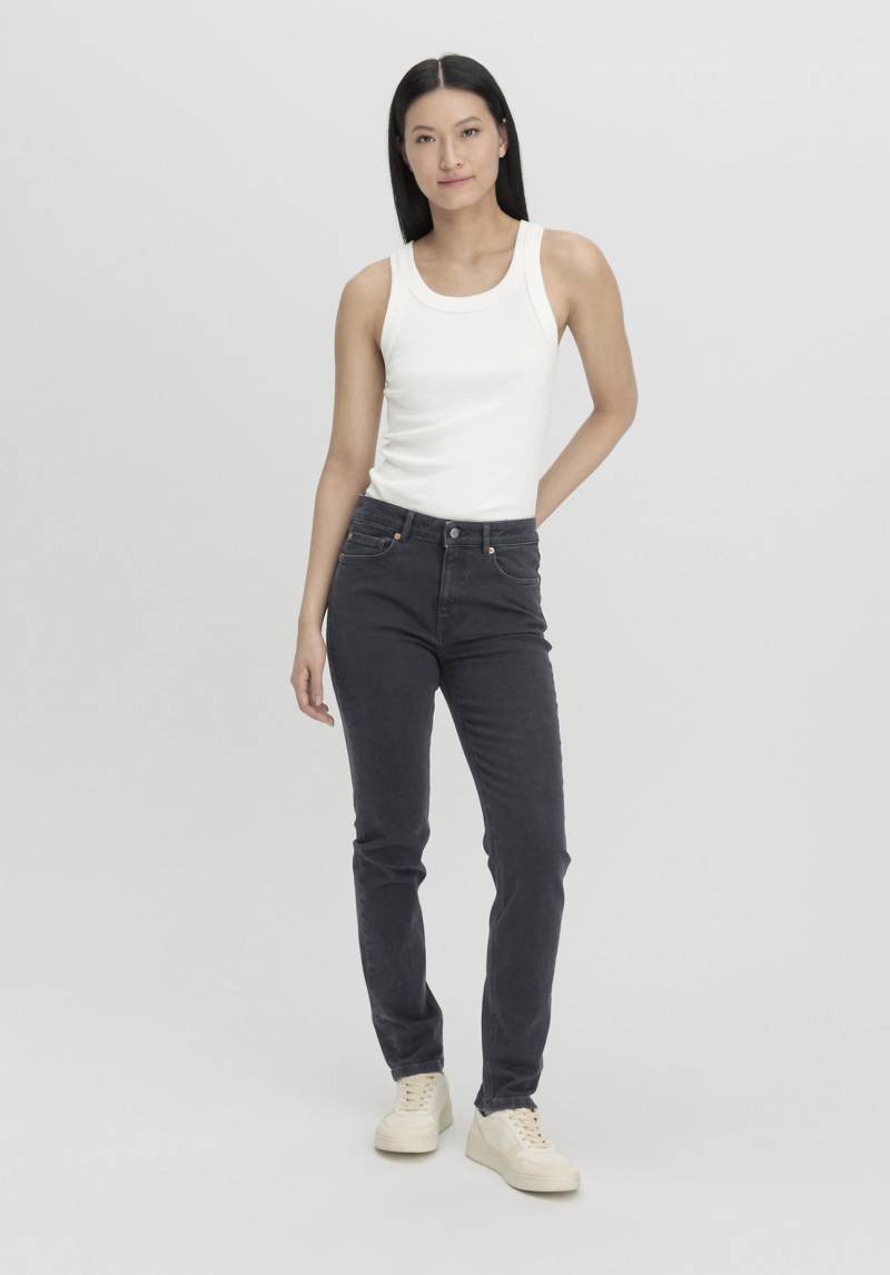 hessnatur Damen Jeans LINN High Rise Slim aus Bio-Denim - schwarz Grösse25/30 von hessnatur