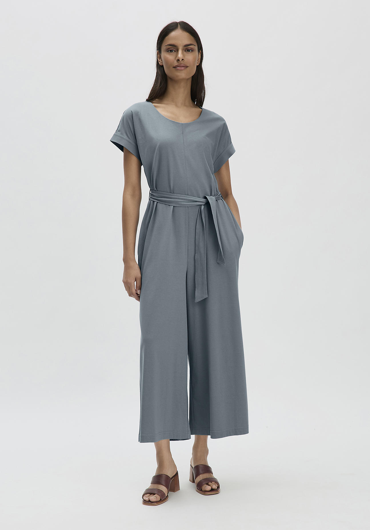 hessnatur Damen Jersey Jumpsuit Oversize aus Bio-Baumwolle - grün Grösse40 von hessnatur