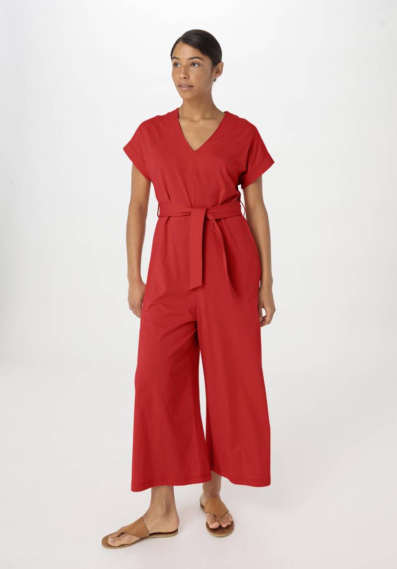 hessnatur Damen Jersey Jumpsuit Relaxed aus Bio-Baumwolle - rot Grösse36 von hessnatur