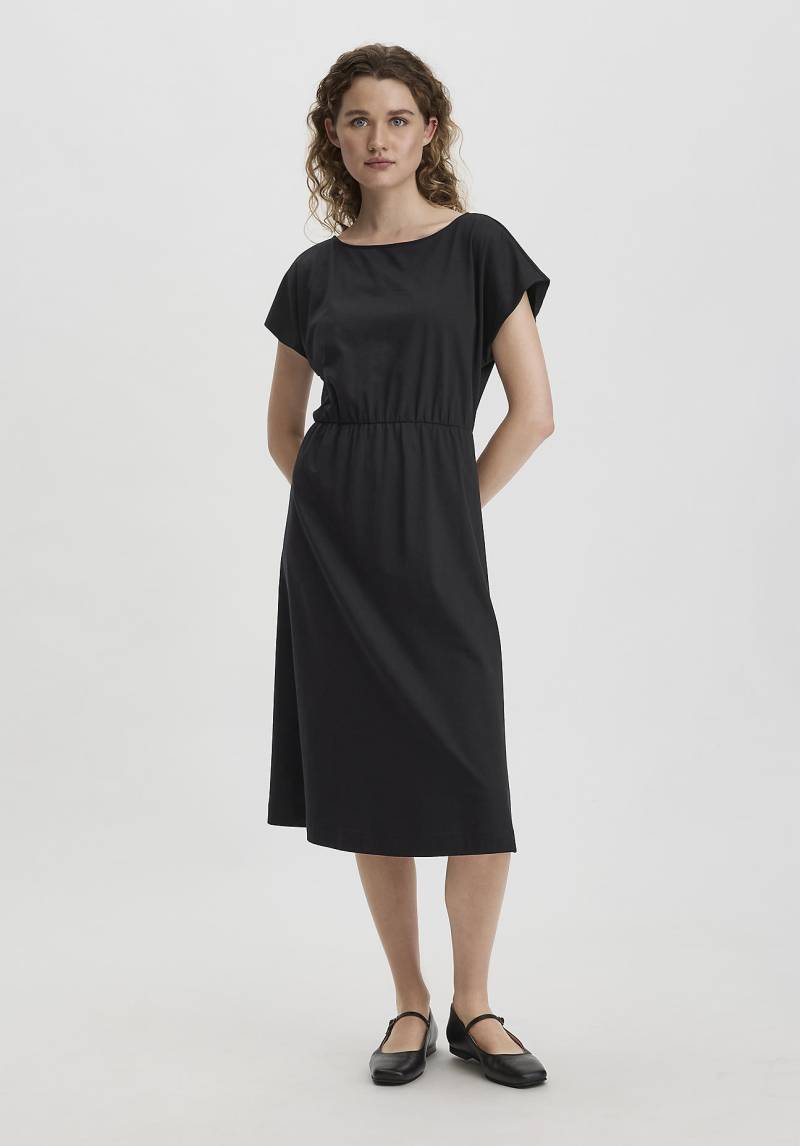 hessnatur Damen Jersey Kleid Midi Relaxed aus Bio-Baumwolle - schwarz Grösse46 von hessnatur