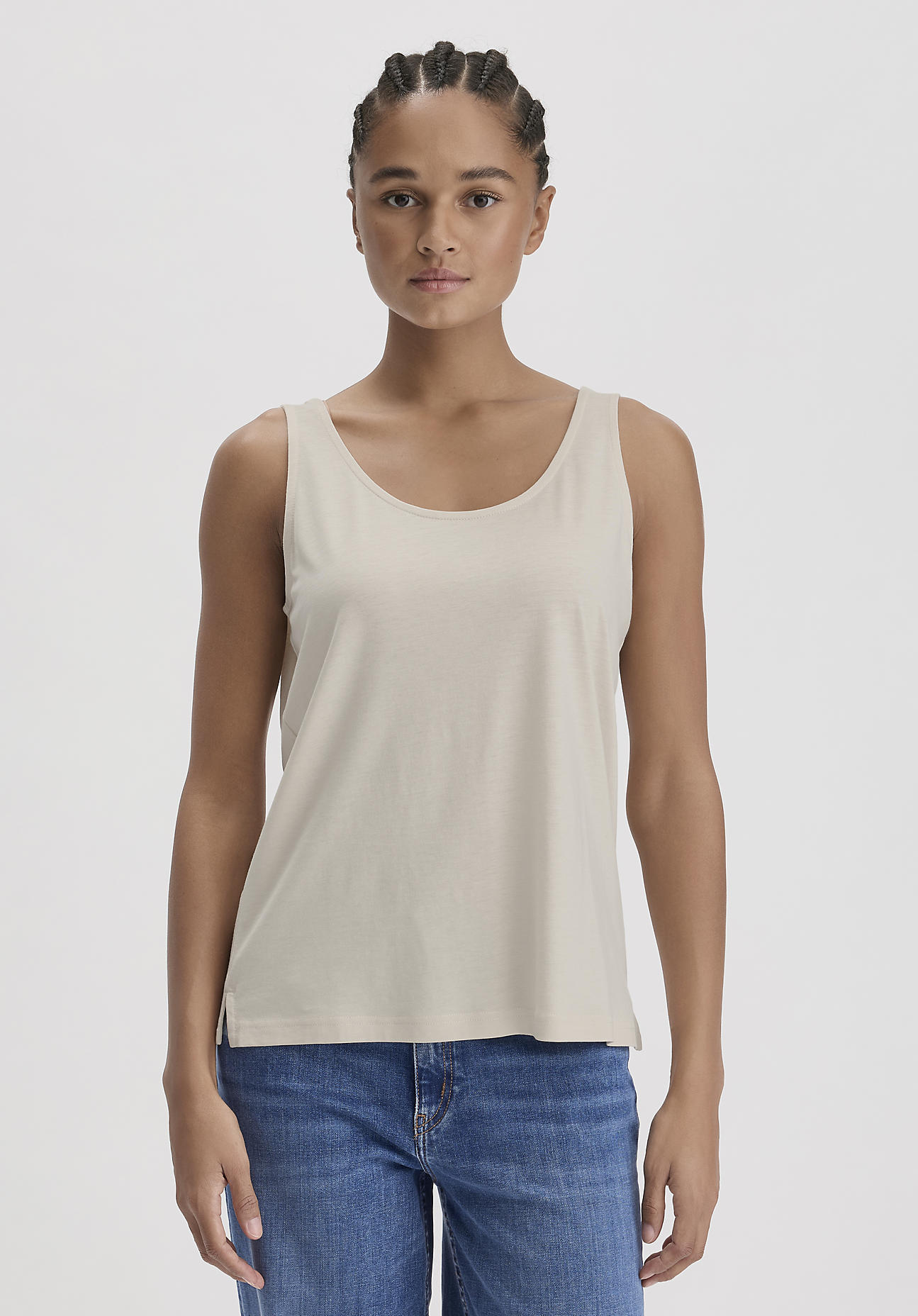 hessnatur Damen Jersey Top Relaxed - düne Grösse34 von hessnatur