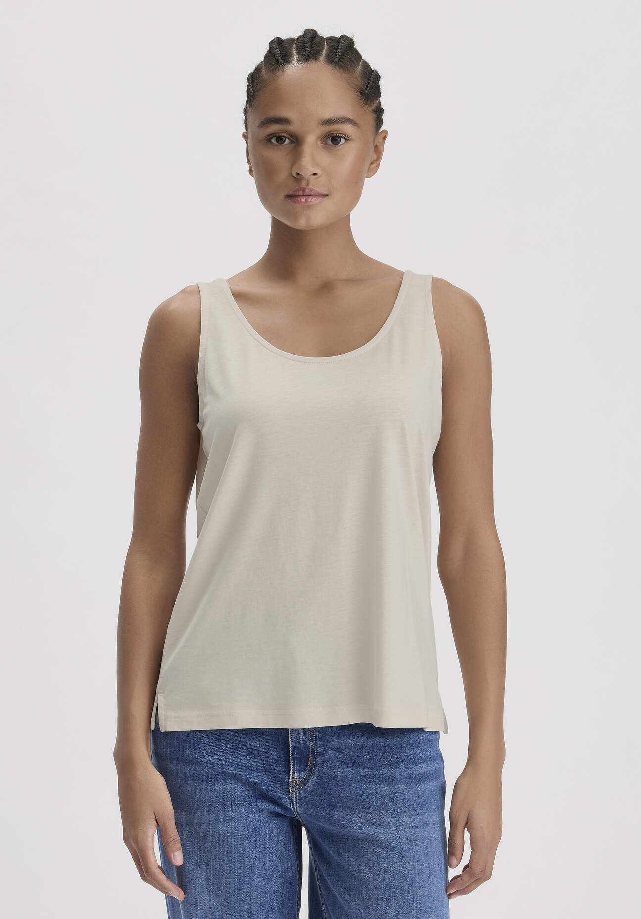 hessnatur Damen Jersey Top Relaxed - düne Grösse38 von hessnatur