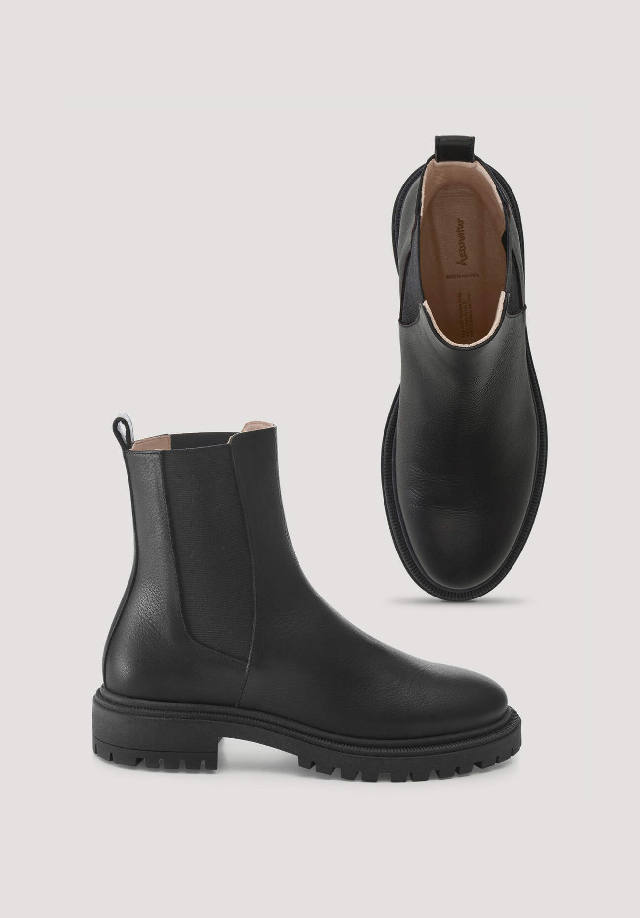 hessnatur Damen Chelsea Boots aus chromfrei gegerbtem Glatt-Leder - schwarz Grösse36 von hessnatur