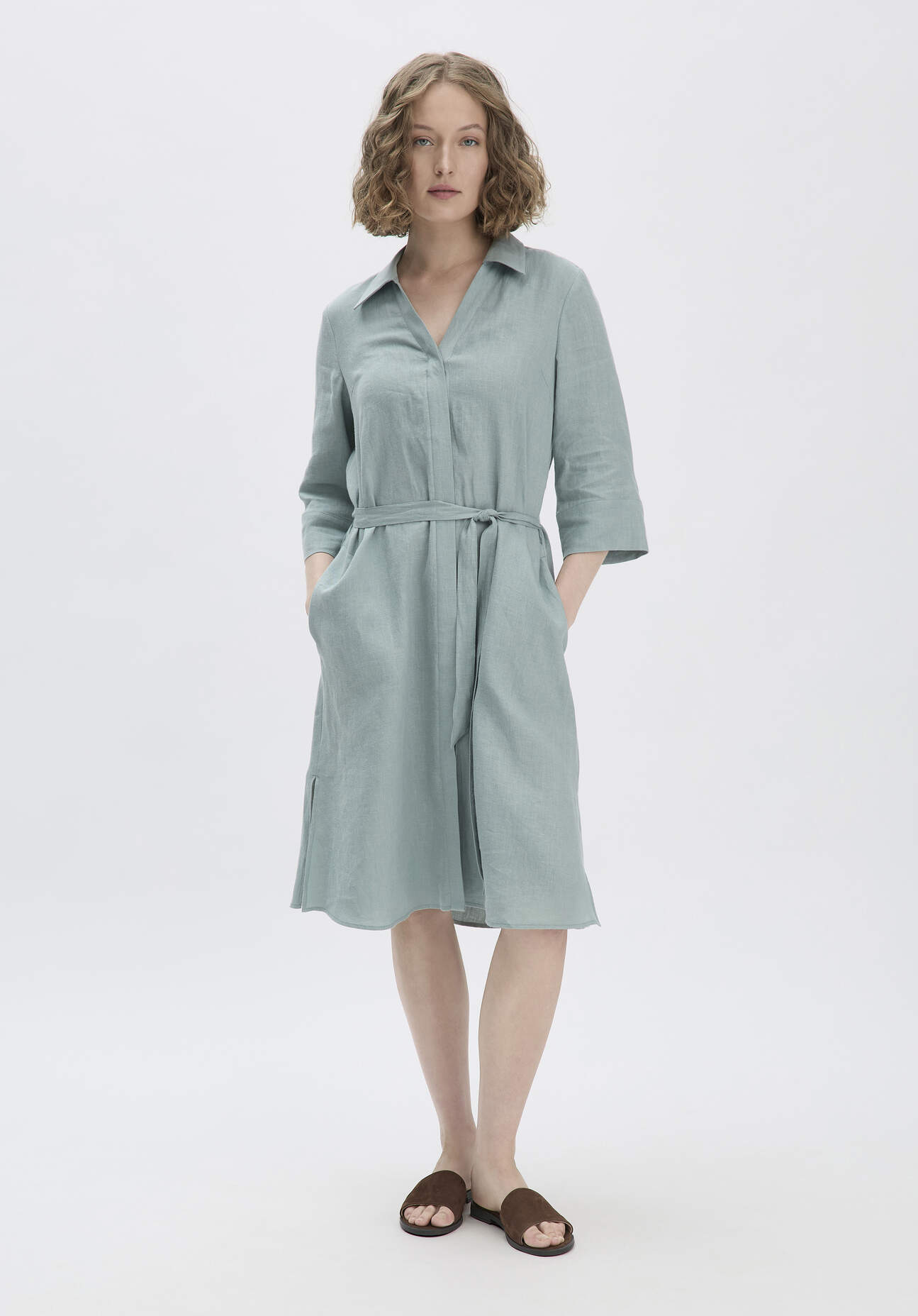 hessnatur Damen Kleid Knielang Relaxed aus Leinen - grün Grösse48 hessnatur Damen Kleid Knielang Relaxed aus Leinen - grün Grösse48 von hessnatur