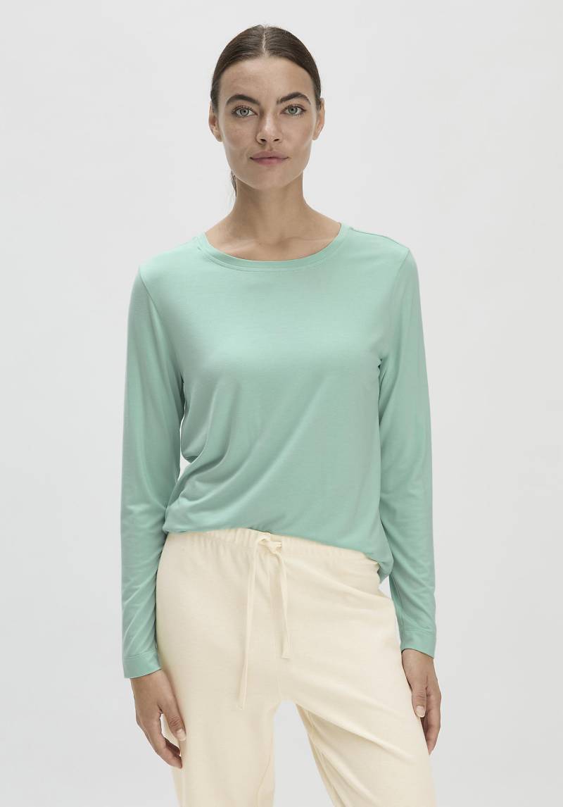 hessnatur Damen Langarm Schlafshirt Regular PURE FLOW aus TENCEL™ Modal - grün Grösse36 von hessnatur