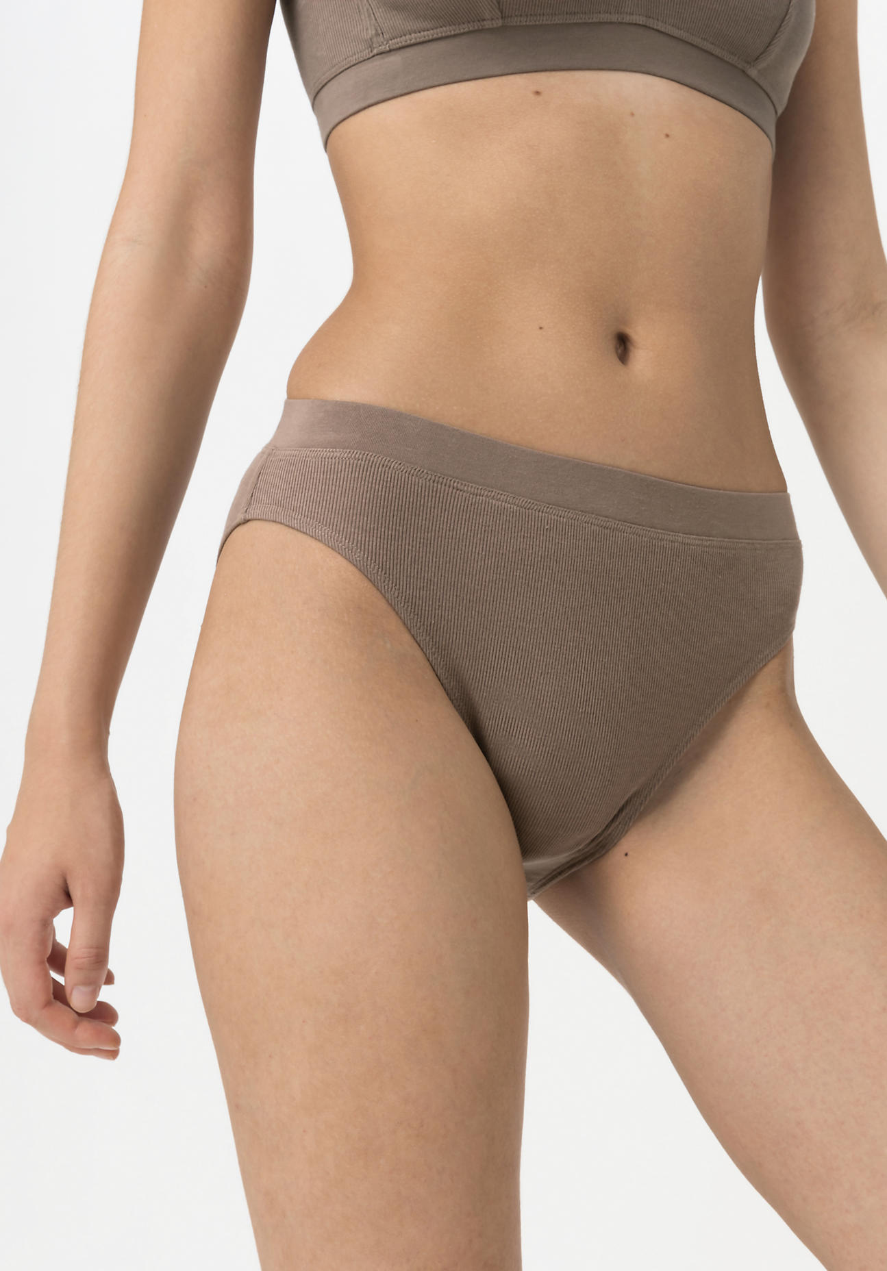 hessnatur Damen Midislip High Waist SOFT RIB aus Bio-Baumwolle - lila Grösse36 von hessnatur