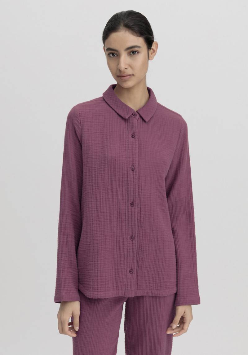 hessnatur Damen Musselin Shirt Oversize PURE COMFORT aus Bio-Baumwolle - lila Grösse34 von hessnatur