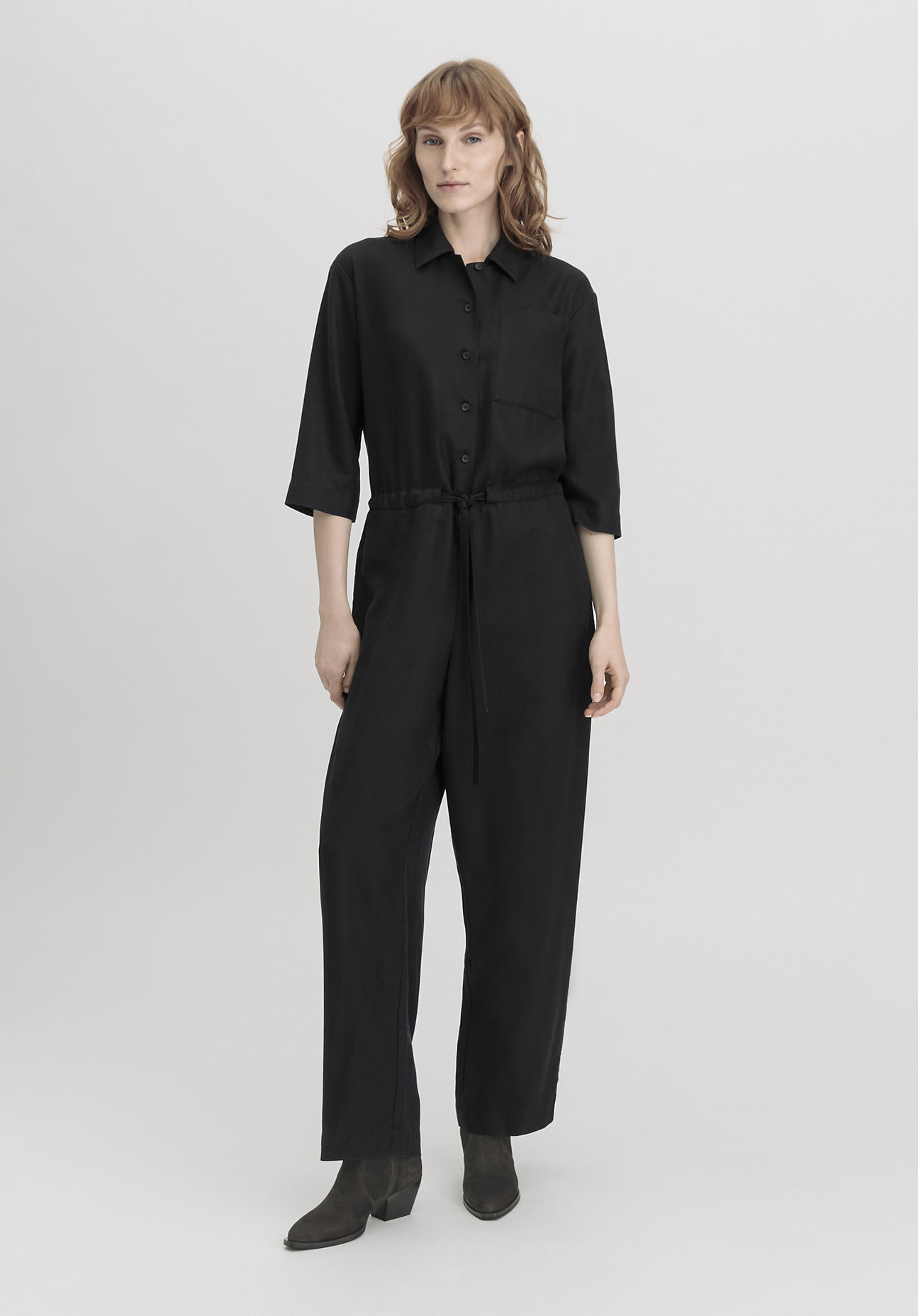 hessnatur Damen Overall Relaxed aus TENCEL™ Lyocell - schwarz Grösse36 von hessnatur