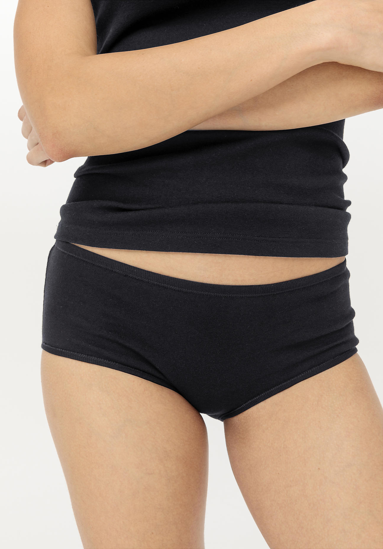 hessnatur Damen Panty Regular Cut 2er-Set PURE NATURE aus Bio-Baumwolle - schwarz Grösse34 von hessnatur