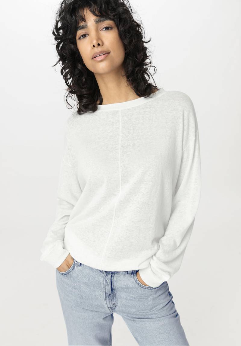 hessnatur Damen Pullover Oversize aus Leinen mit Bio-Baumwolle - weiß GrösseL von hessnatur