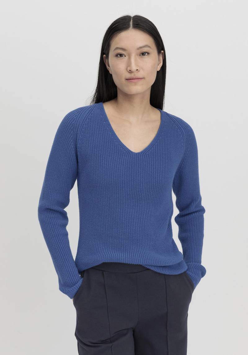 hessnatur Damen Pullover Regular aus Bio-Baumwolle - blau Grösse36 von hessnatur