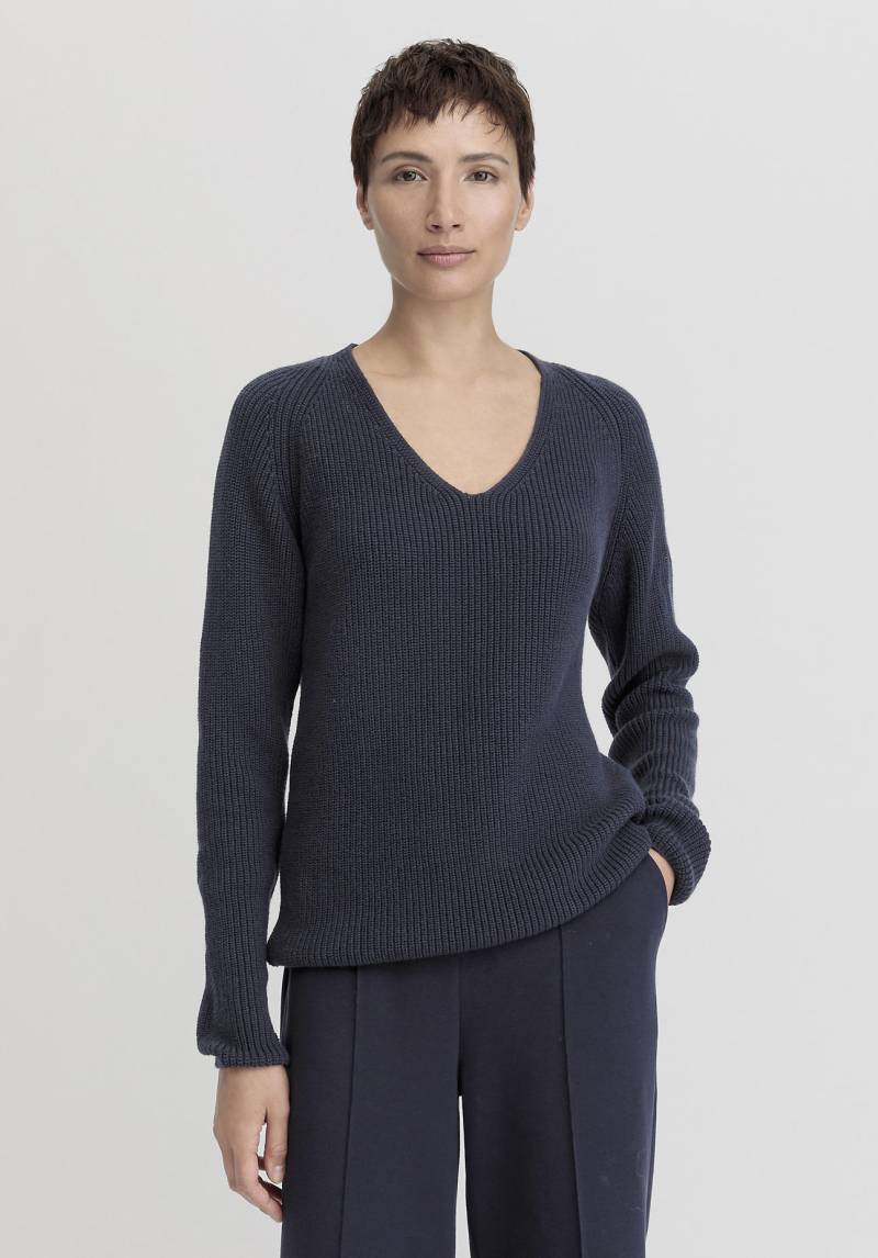 hessnatur Damen Pullover Regular aus Bio-Baumwolle - blau Grösse40 von hessnatur