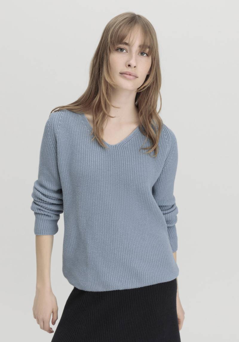 hessnatur Damen Pullover Regular aus Bio-Baumwolle - blau Grösse48 von hessnatur