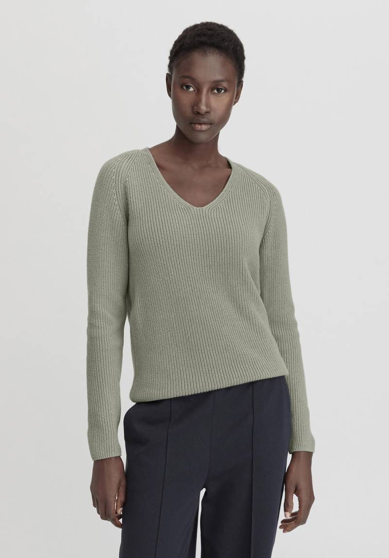 hessnatur Damen Pullover Regular aus Bio-Baumwolle - grün Grösse34 von hessnatur