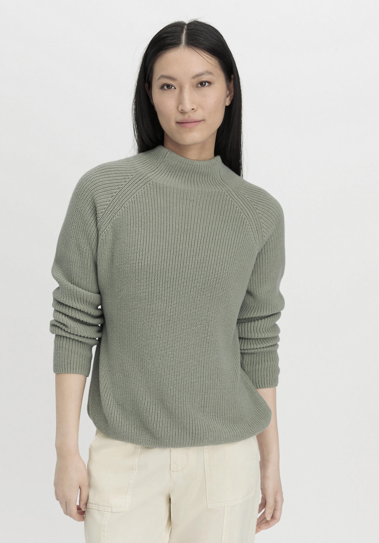 hessnatur Damen Pullover Regular aus Bio-Baumwolle - grün GrösseL von hessnatur