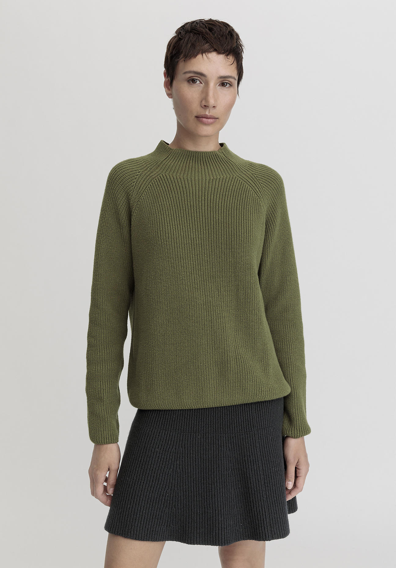 hessnatur Damen Pullover Regular aus Bio-Baumwolle - grün GrösseL von hessnatur