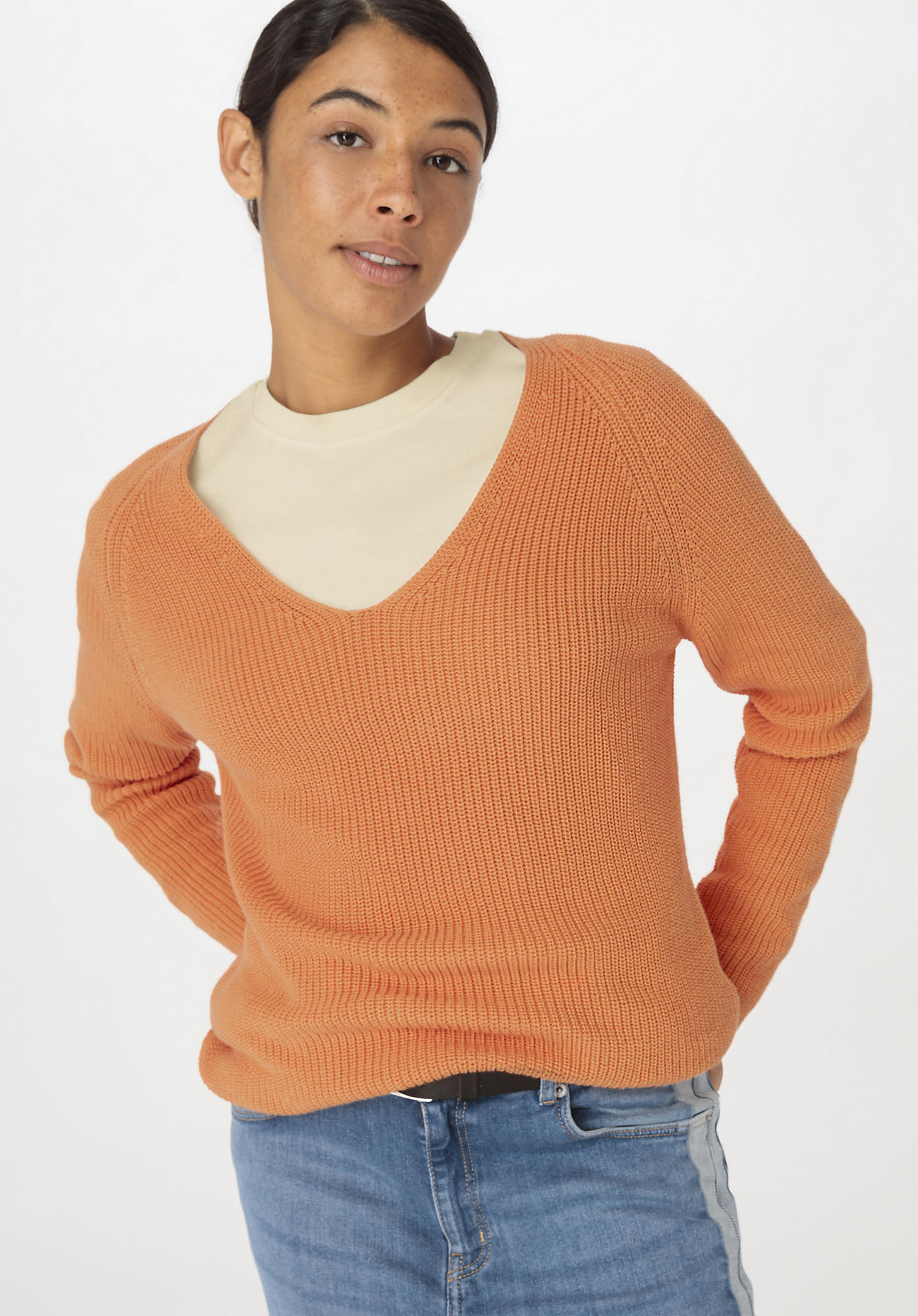hessnatur Damen Pullover Regular aus Bio-Baumwolle - orange Grösse34 von hessnatur
