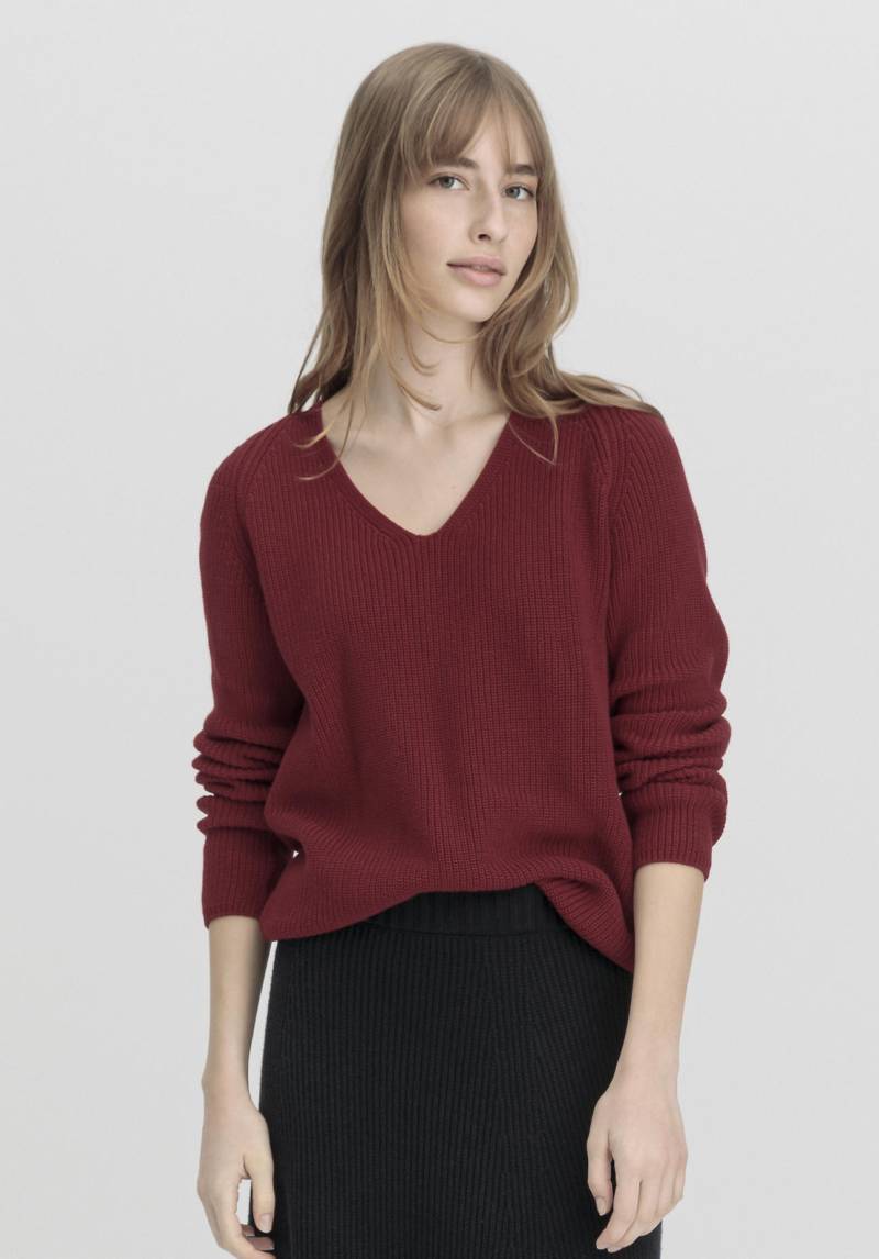 hessnatur Damen Pullover Regular aus Bio-Baumwolle - rot Grösse40 von hessnatur