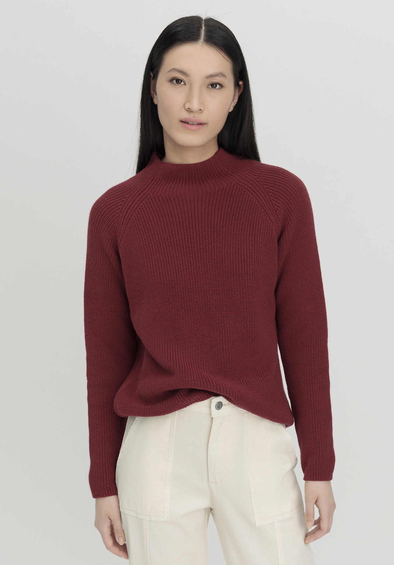 hessnatur Damen Pullover Regular aus Bio-Baumwolle - rot GrösseL von hessnatur