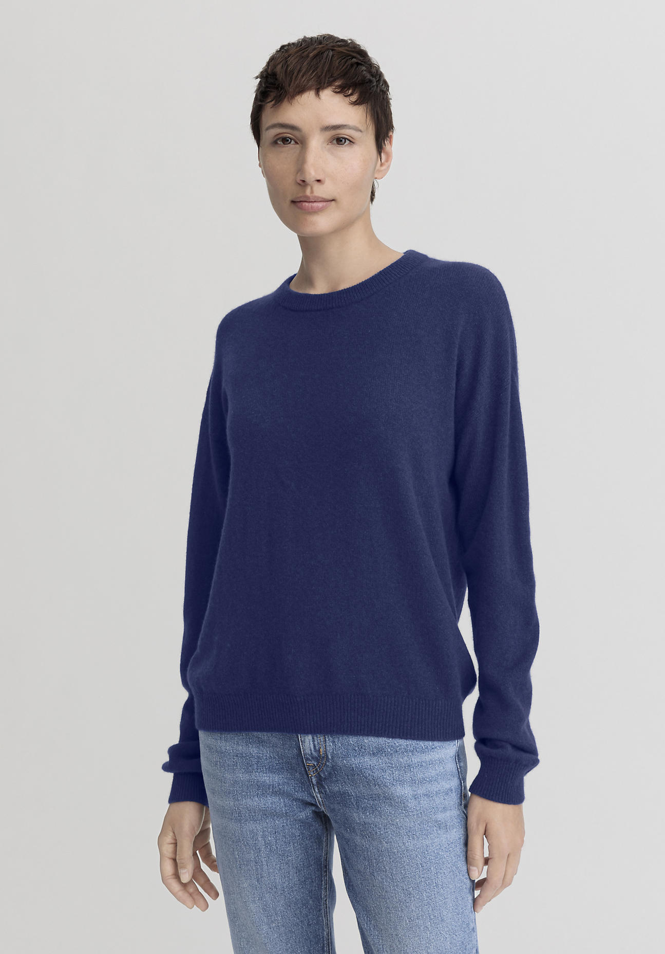 hessnatur Damen Pullover Regular aus Kaschmir - blau Grösse40 von hessnatur