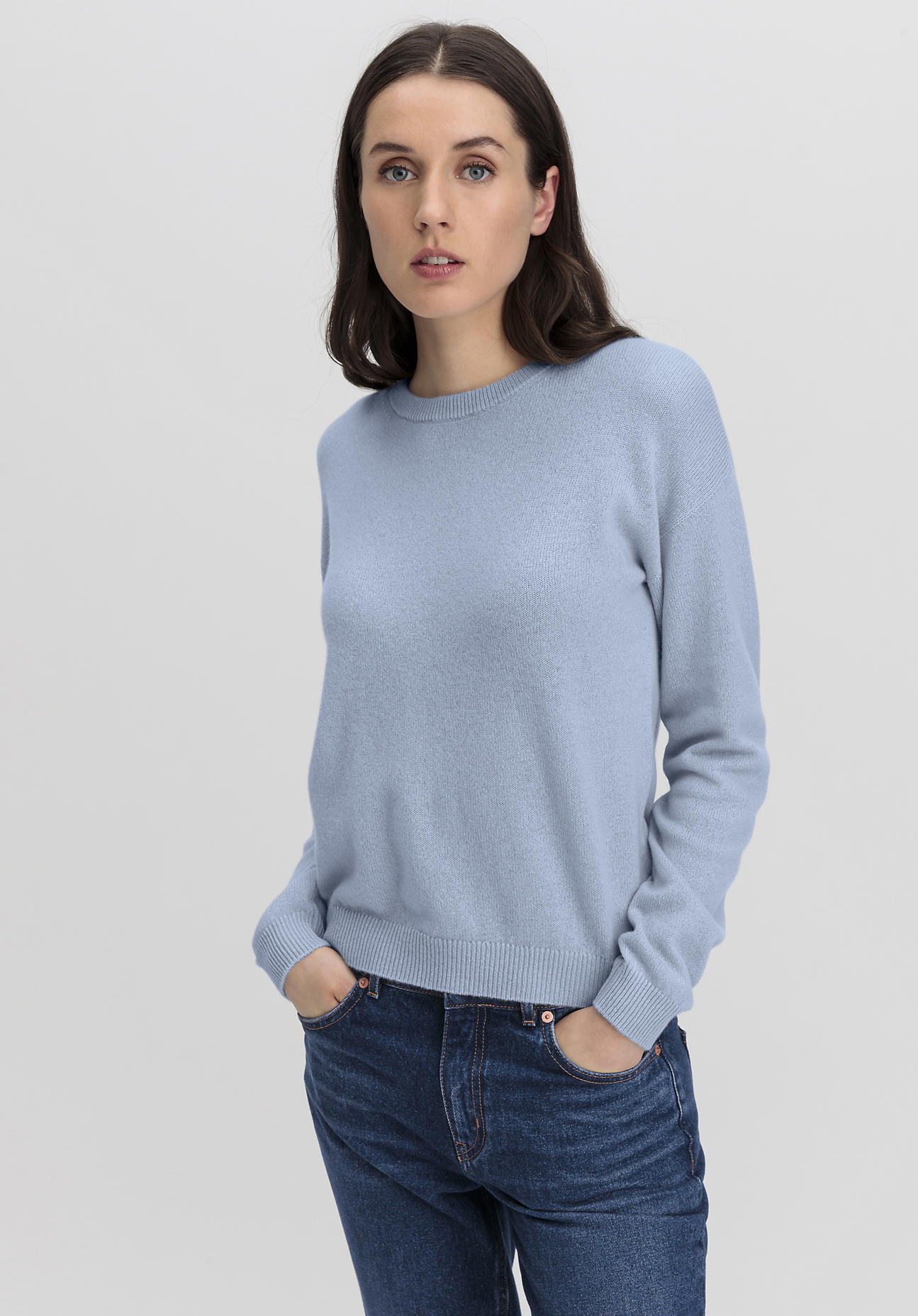 hessnatur Damen Pullover Regular aus Kaschmir - blau Grösse42 von hessnatur