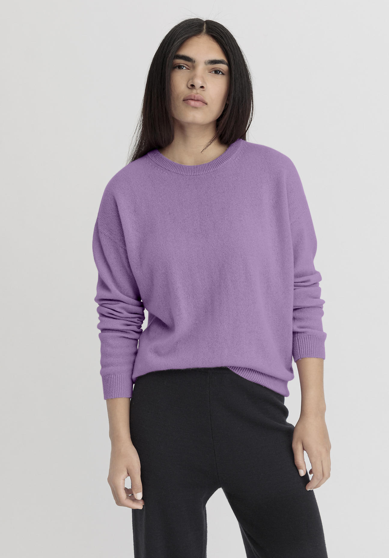 hessnatur Damen Pullover Regular aus Kaschmir - lila Grösse34 von hessnatur