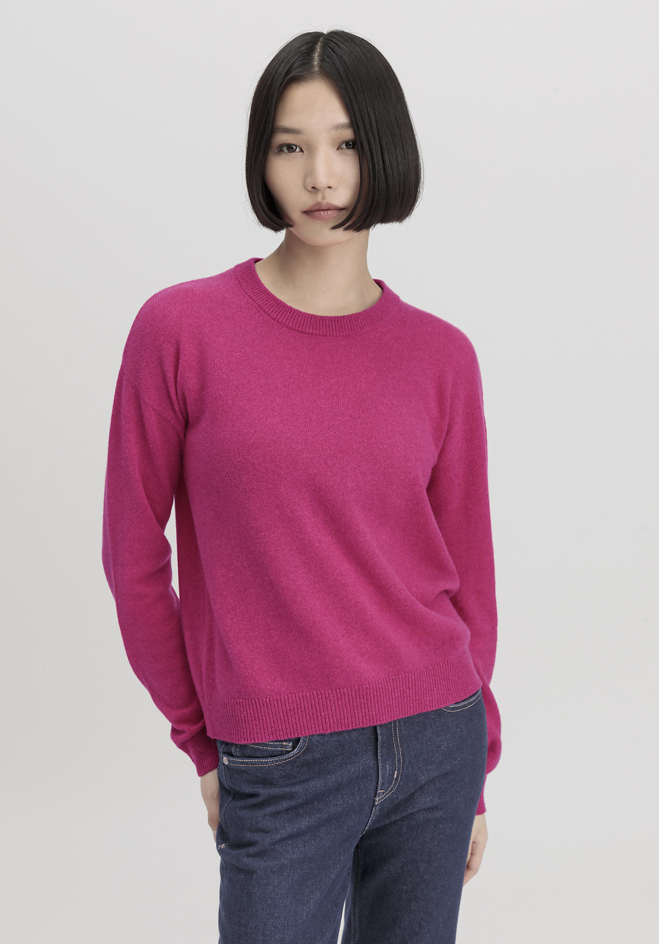 hessnatur Damen Pullover Regular aus Kaschmir - rosa Grösse40 von hessnatur