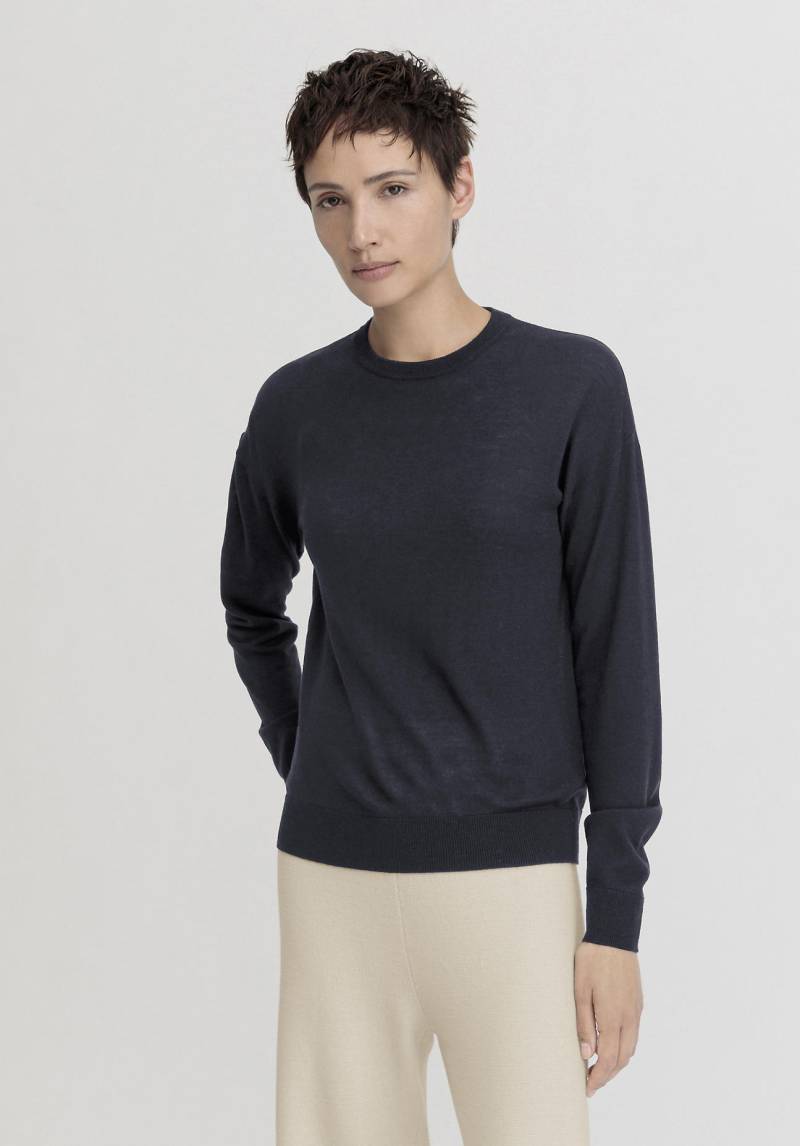 hessnatur Damen Pullover Regular aus Merinowolle - blau Grösse36 von hessnatur