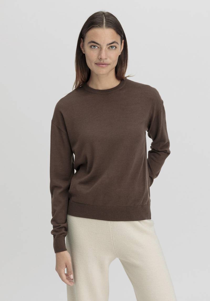 hessnatur Damen Pullover Regular aus Merinowolle - braun Grösse34 von hessnatur