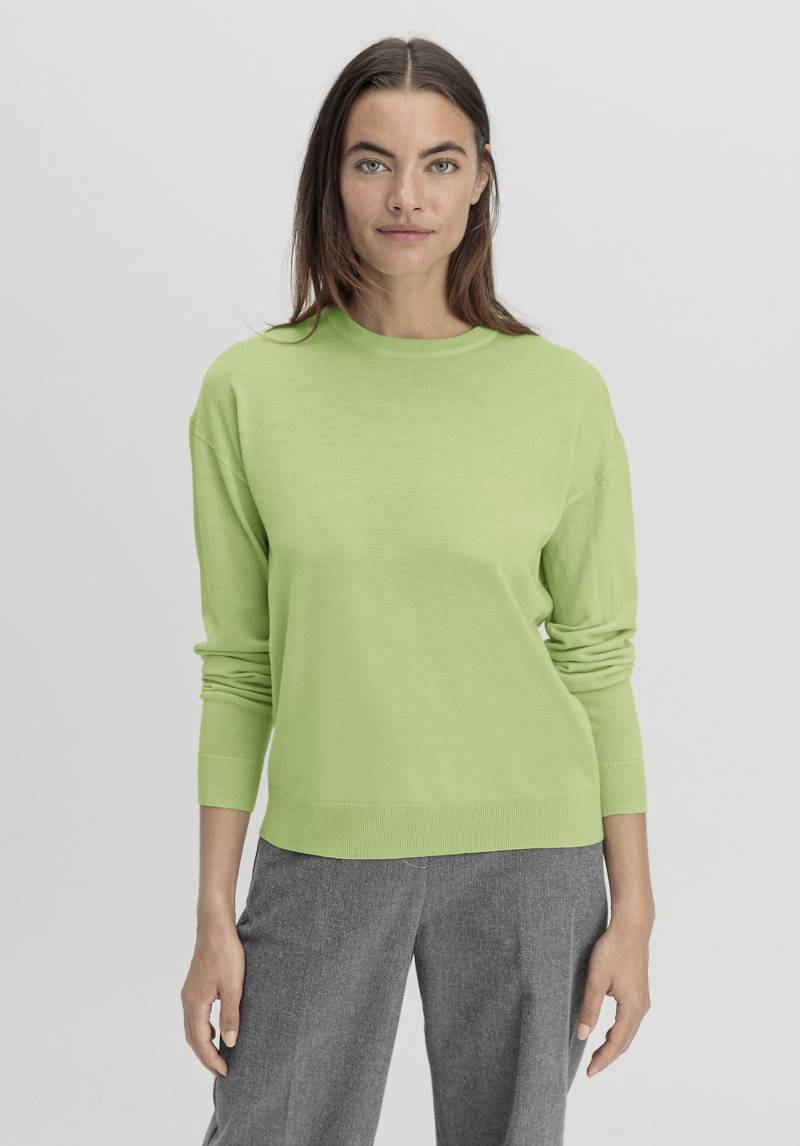 hessnatur Damen Pullover Regular aus Bio-Merinowolle - grün Grösse40 von hessnatur