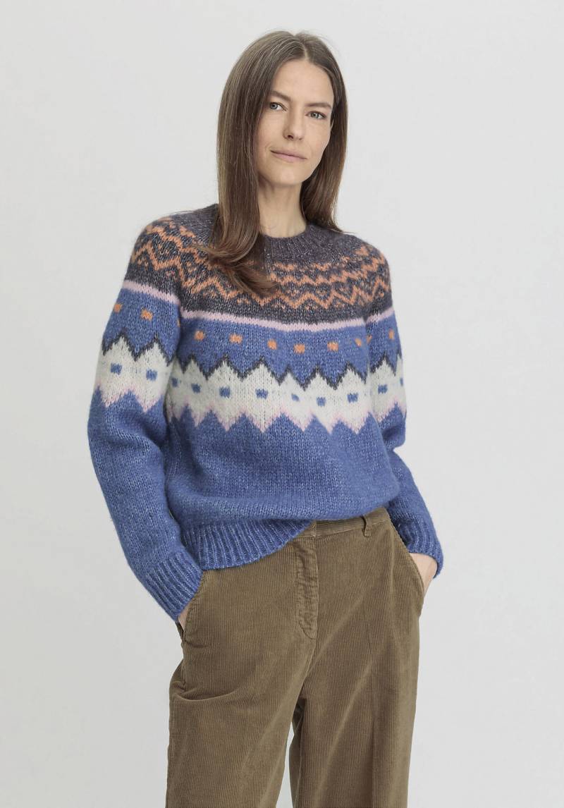 hessnatur Damen Pullover Relaxed aus Alpaka mit Bio-Baumwolle - blau GrösseL von hessnatur