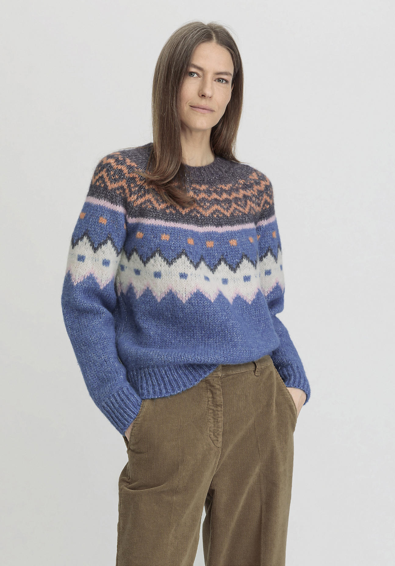 hessnatur Damen Pullover Relaxed aus Alpaka mit Bio-Baumwolle - blau GrösseS von hessnatur