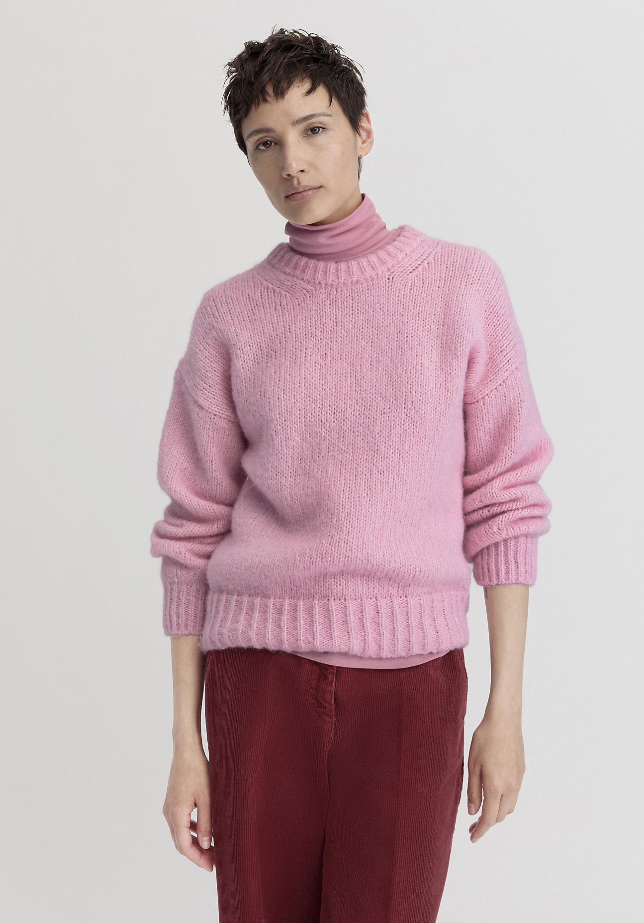 hessnatur Damen Pullover Relaxed aus Alpaka mit Bio-Baumwolle - rosa GrösseL von hessnatur