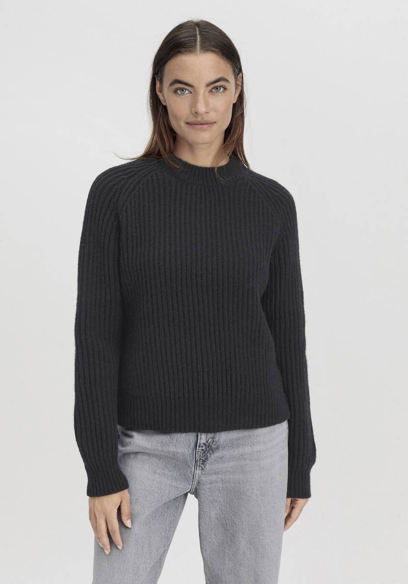 hessnatur Damen Pullover Relaxed aus Bio-Baumwolle und Schurwolle - schwarz GrösseM von hessnatur