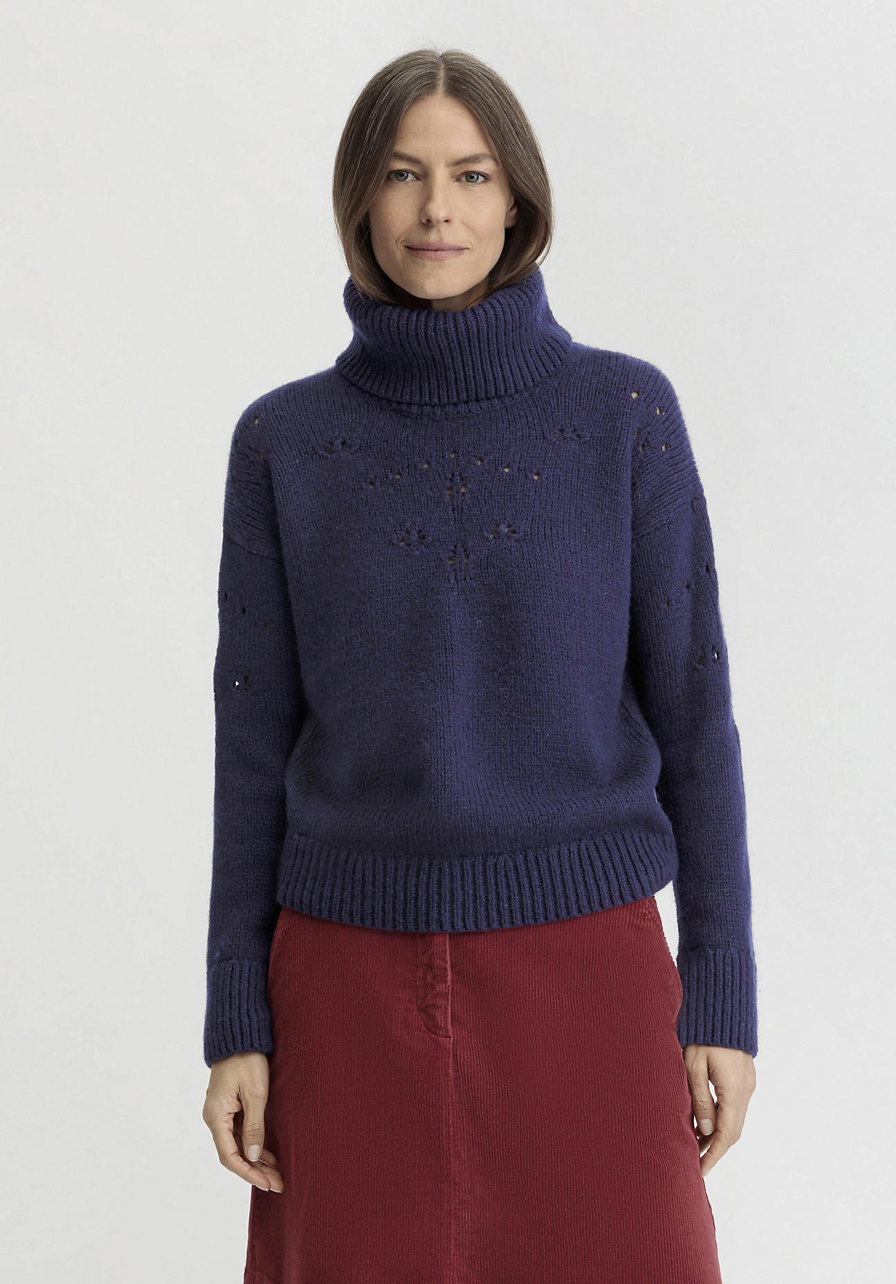 hessnatur Damen Pullover Relaxed aus Merinowolle - blau GrösseL von hessnatur