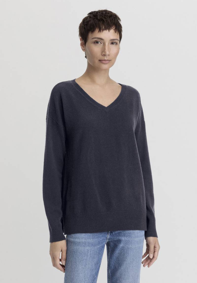 hessnatur Damen Pullover Relaxed aus Schurwolle mit Kaschmir - blau GrösseM von hessnatur