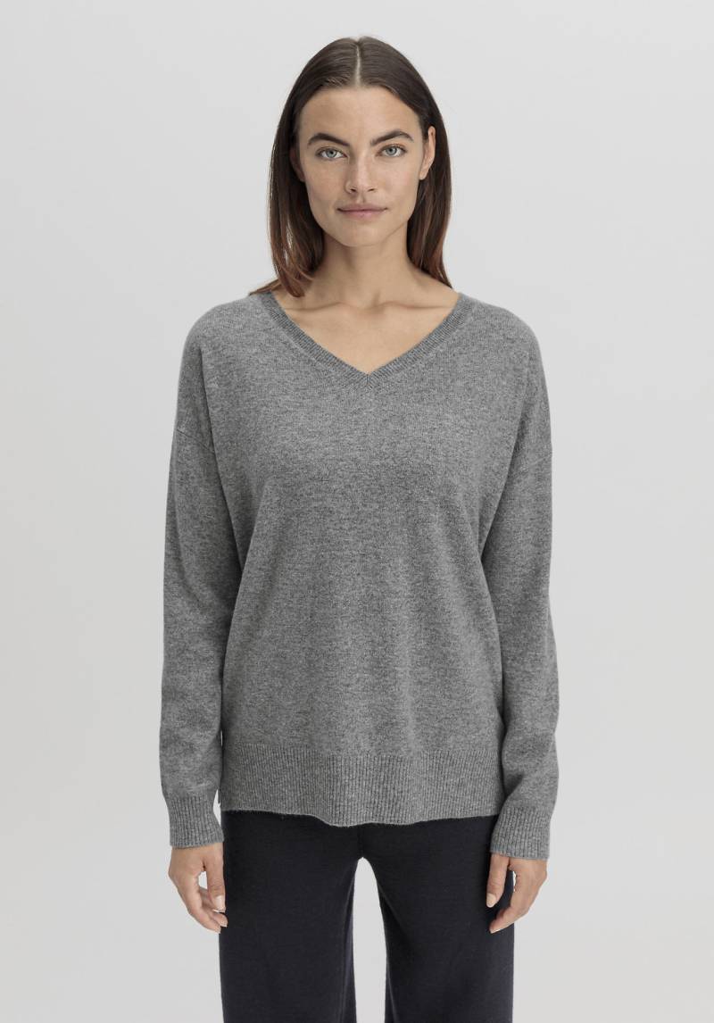 hessnatur Damen Pullover Relaxed aus Schurwolle mit Kaschmir - grau GrösseM von hessnatur