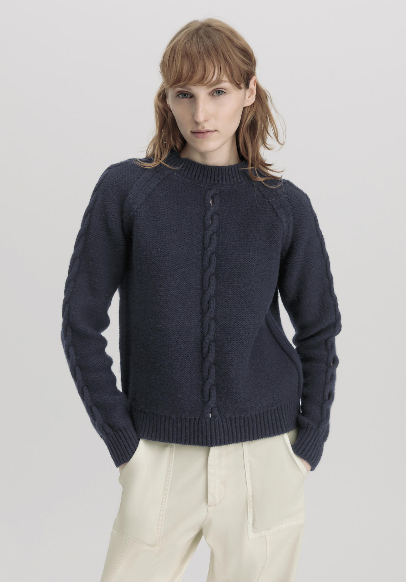 hessnatur Damen Pullover Relaxed aus Merinowolle - blau GrösseL von hessnatur